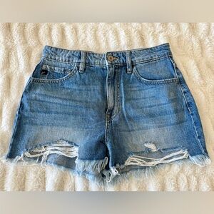 KanCan Winnie High Rise Distressed Denim Shorts